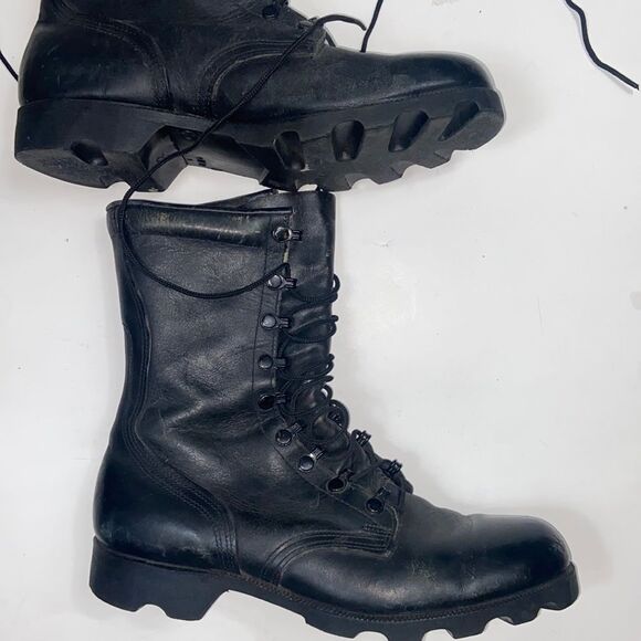 VTG 70s 80s RO SEARCH US MYSTERY LEATHER COMBAT MILITARY BOOTS SIZE 9.5 R 3 - Picture 1 of 16